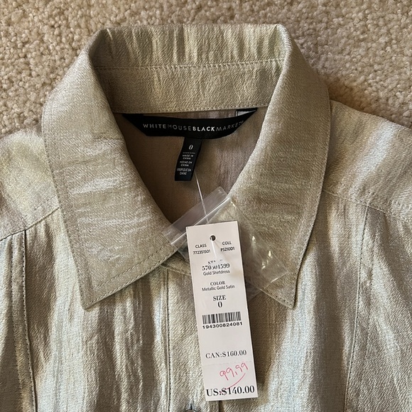 NWT WHBM Metallic Shirt Dress Sz 0 - Picture 7 of 15